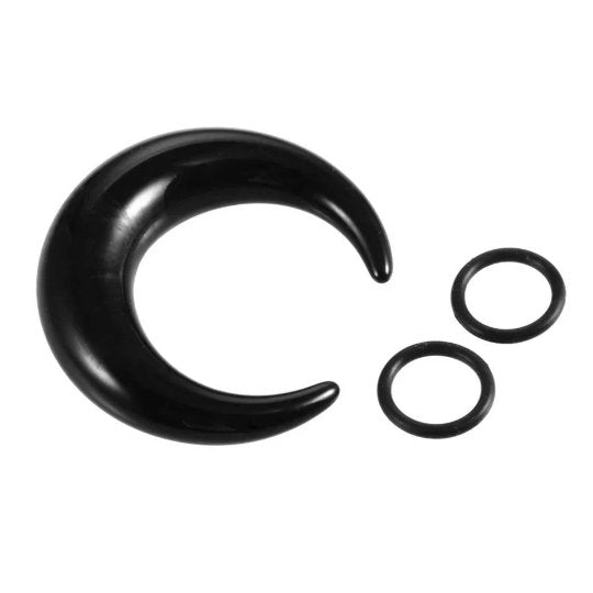 Black Buffalo Horn Septum Pincher | Acrylic Crescent Taper - DustyJewelz