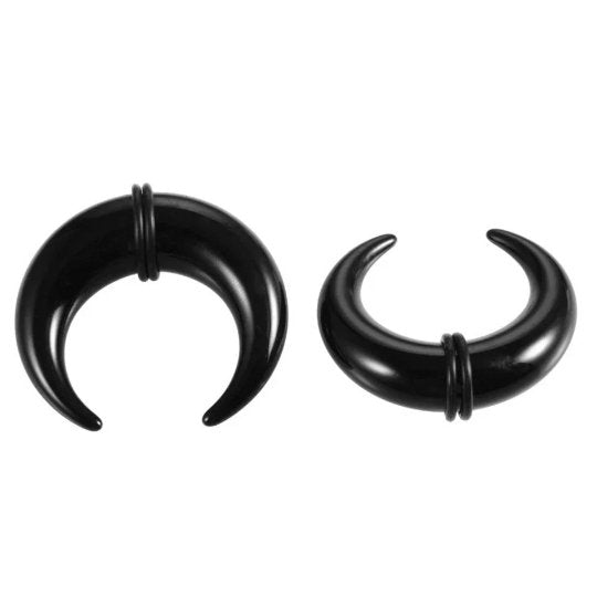 Black Buffalo Horn Septum Pincher | Acrylic Crescent Taper - DustyJewelz