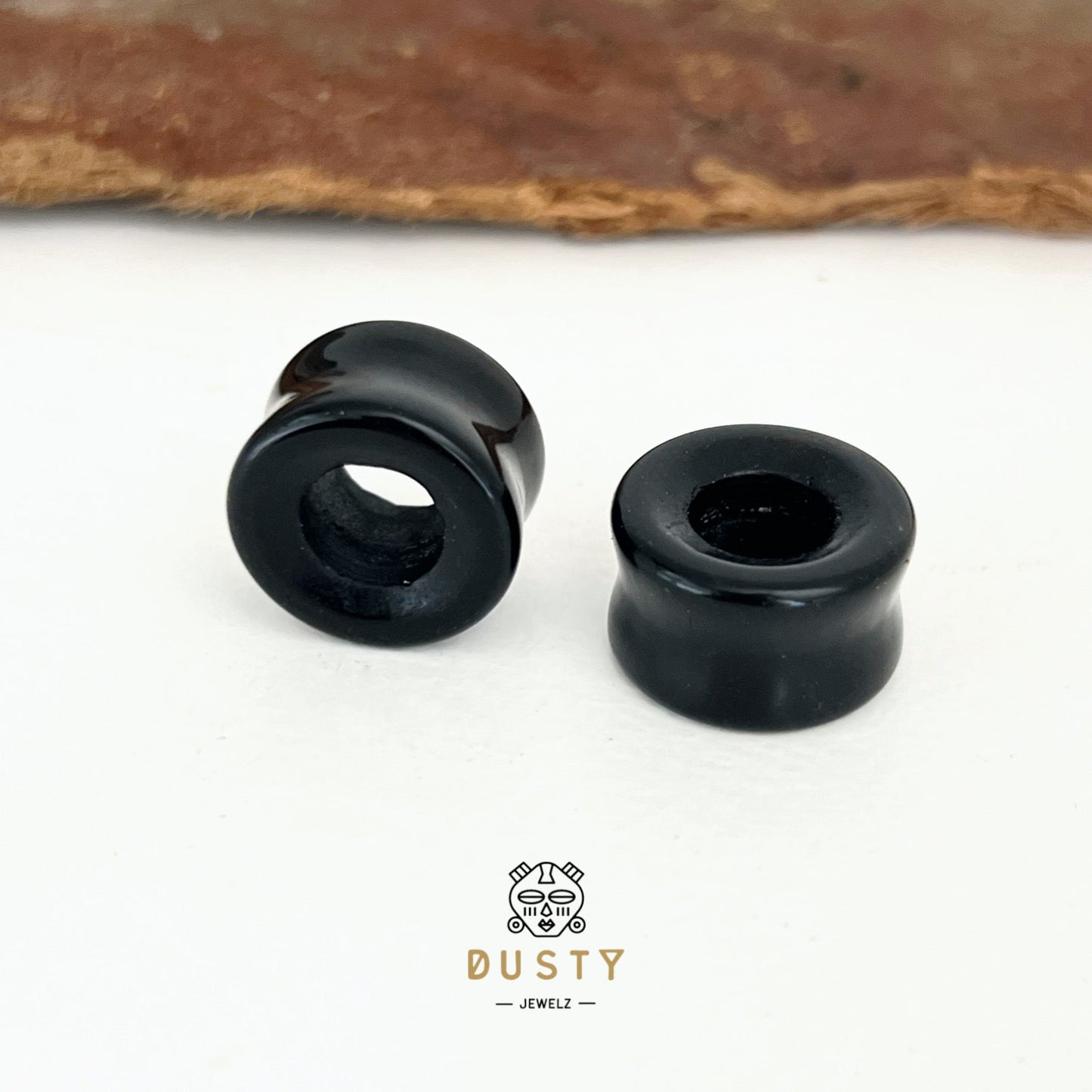 Black Onyx Stone Tunnels | Double Flare - DustyJewelz