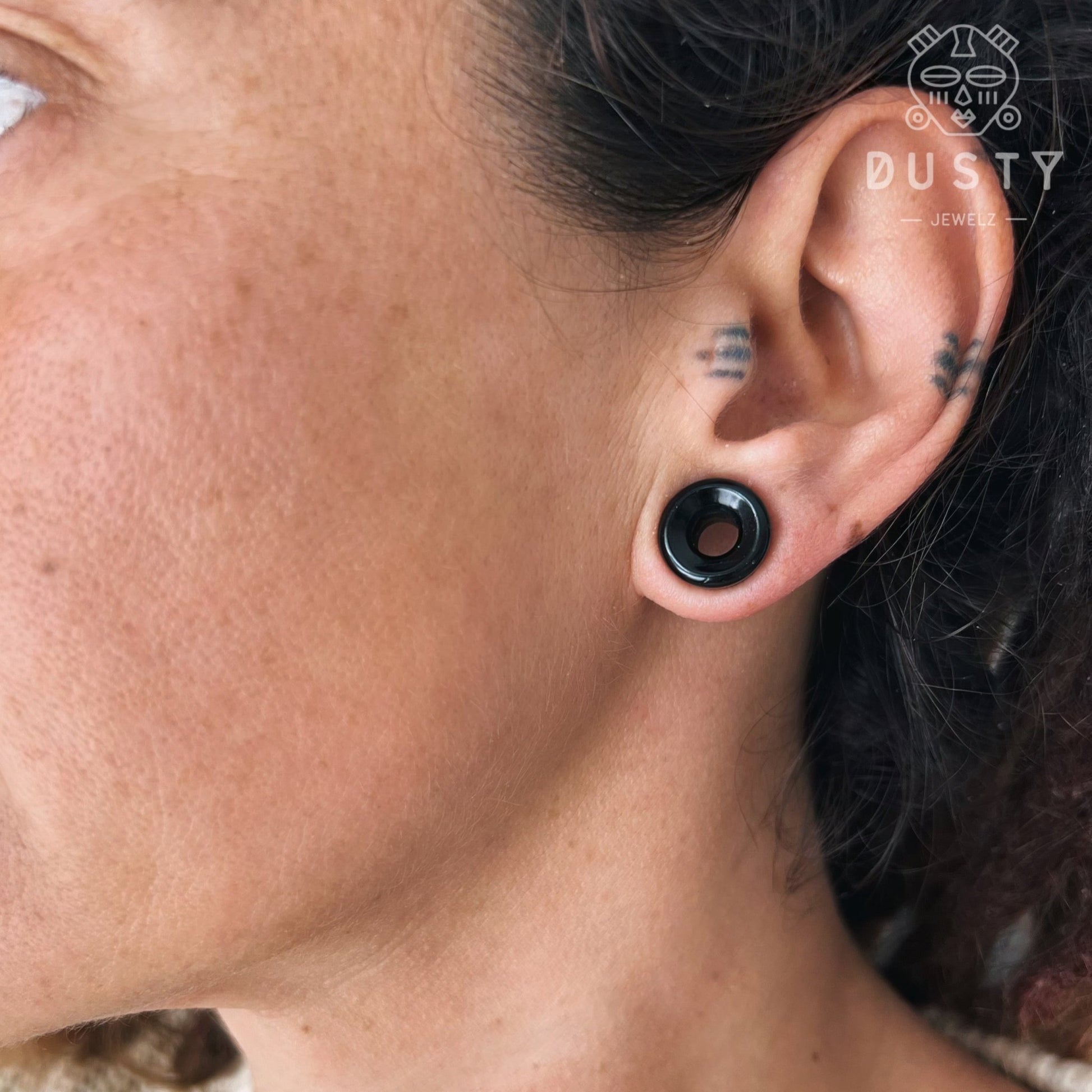 Black Onyx Stone Tunnels | Double Flare - DustyJewelz
