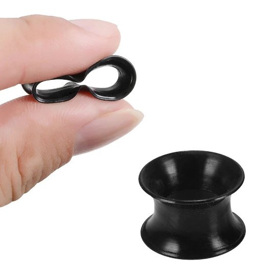 Black Silicone Ear Skins | Flexible Tunnels - DustyJewelz