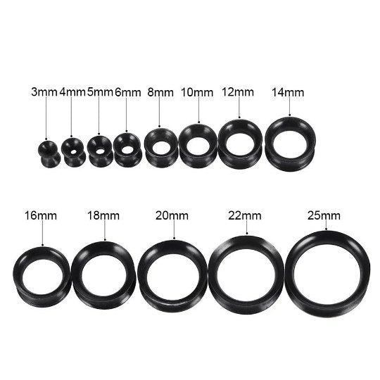 Black Silicone Ear Skins | Flexible Tunnels - DustyJewelz
