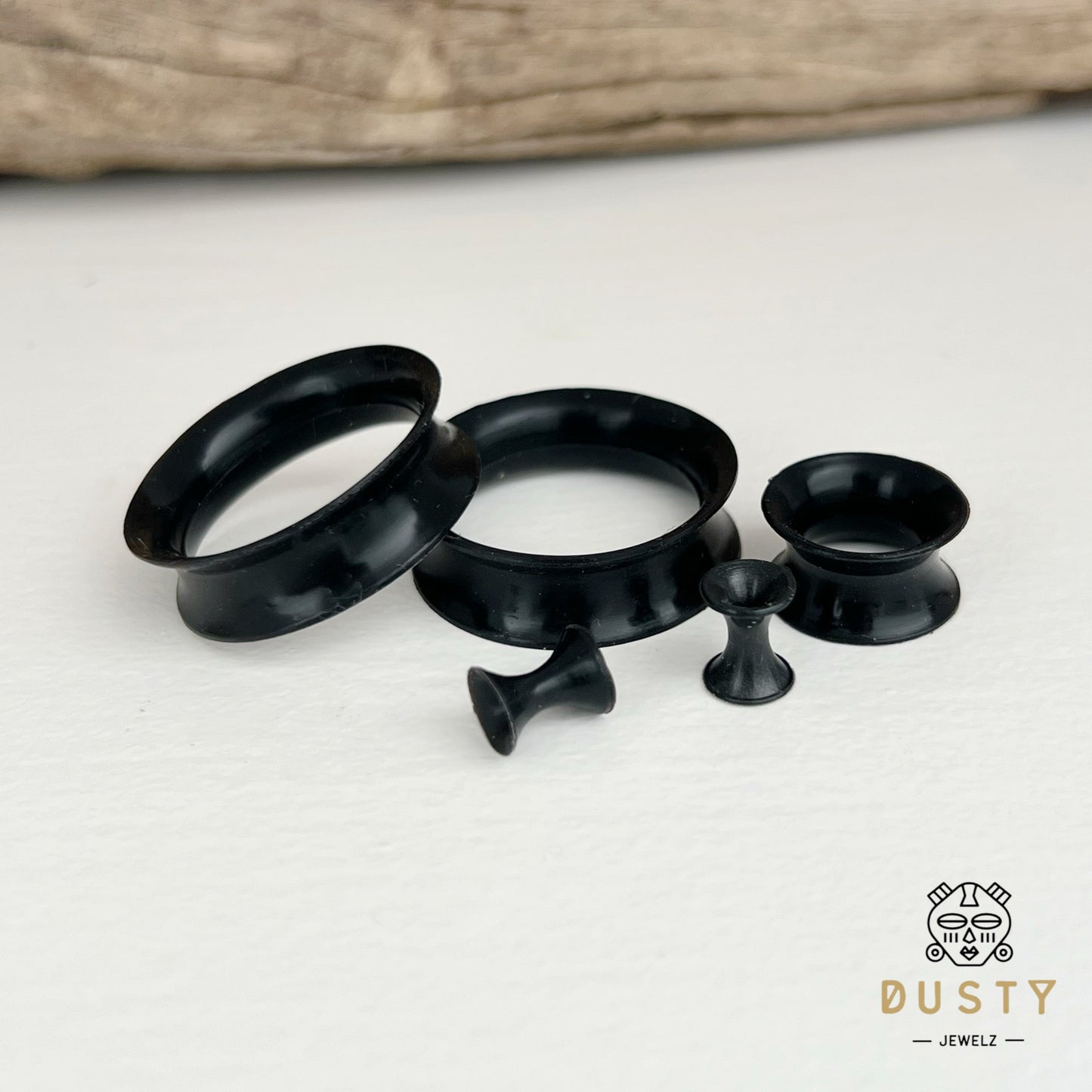 Black Silicone Ear Skins | Flexible Tunnels - DustyJewelz