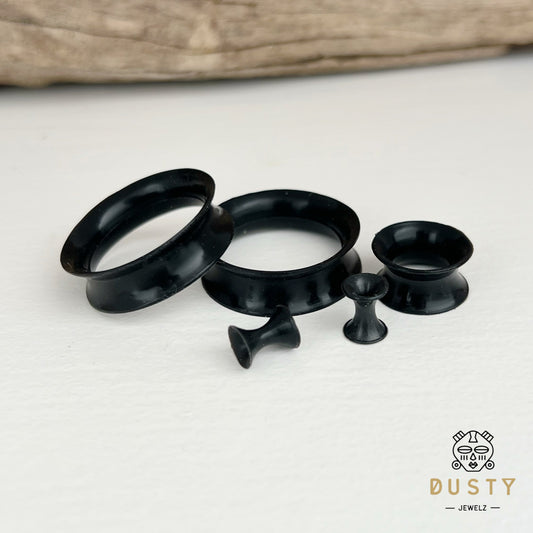 Black Silicone Ear Skins | Flexible Tunnels - DustyJewelz