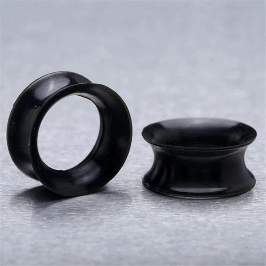 Black Silicone Ear Skins | Flexible Tunnels - DustyJewelz