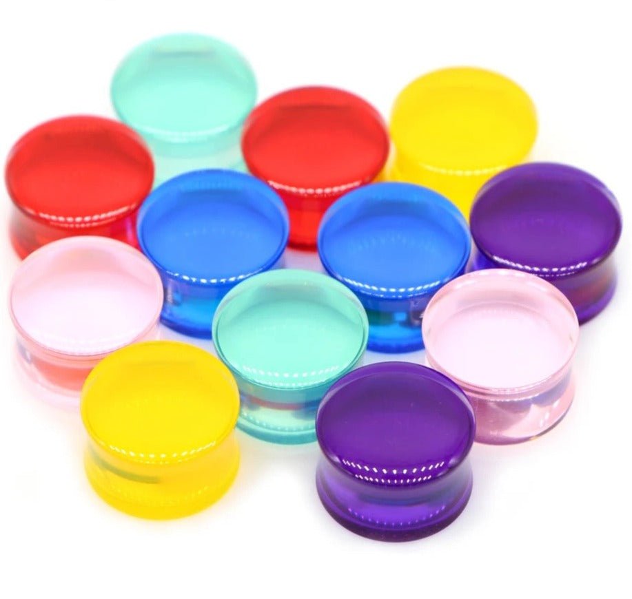 Blue Acrylic Plugs | Double Flare | 0G - 30mm - DustyJewelz