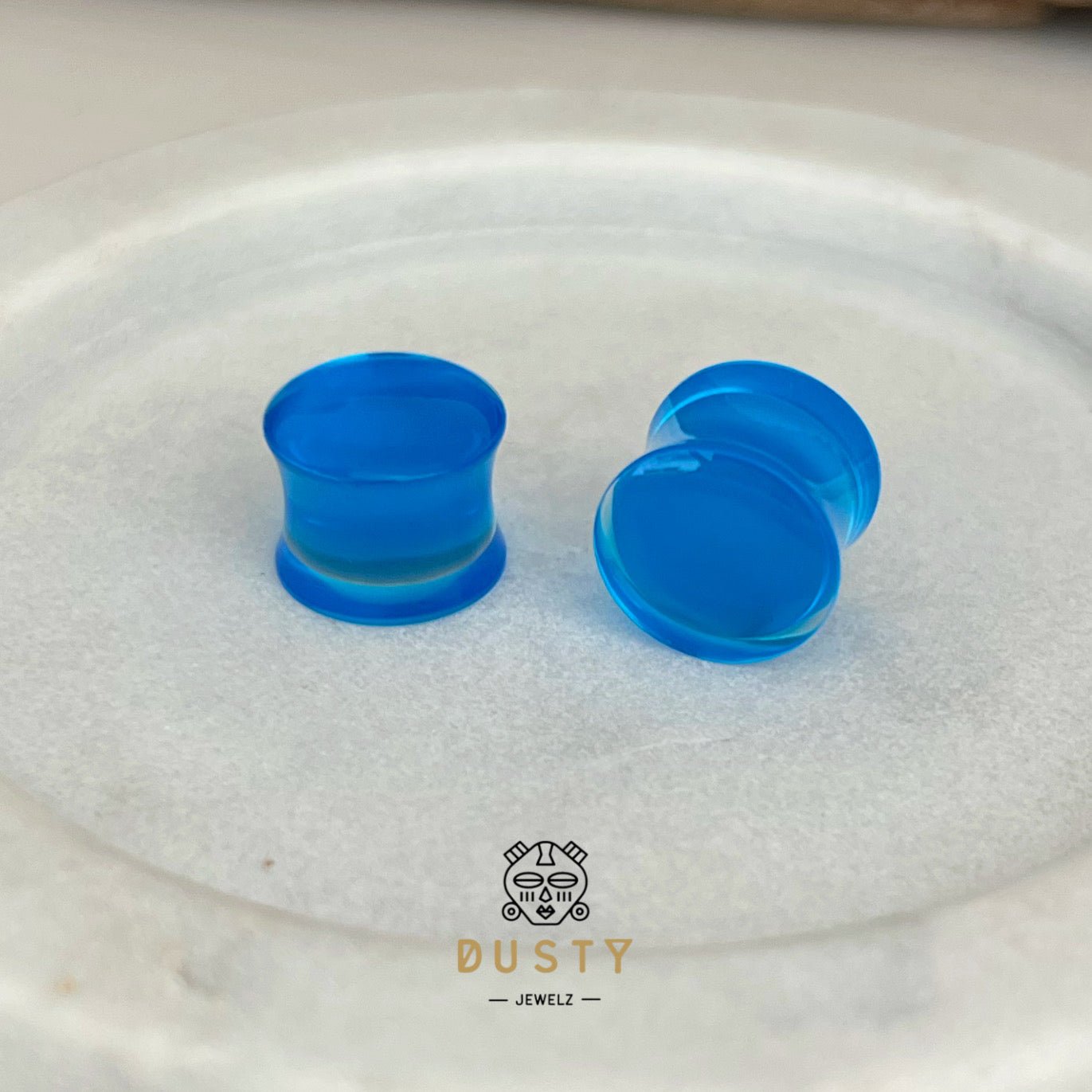 Blue Acrylic Plugs | Double Flare | 0G - 30mm - DustyJewelz