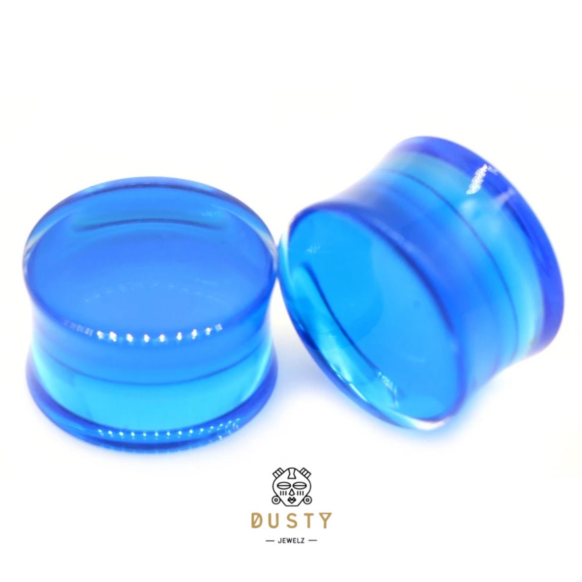Blue Acrylic Plugs | Double Flare | 0G - 30mm - DustyJewelz