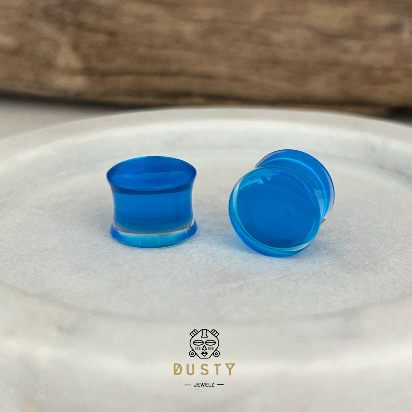 Blue Acrylic Plugs | Double Flare | 0G - 30mm - DustyJewelz