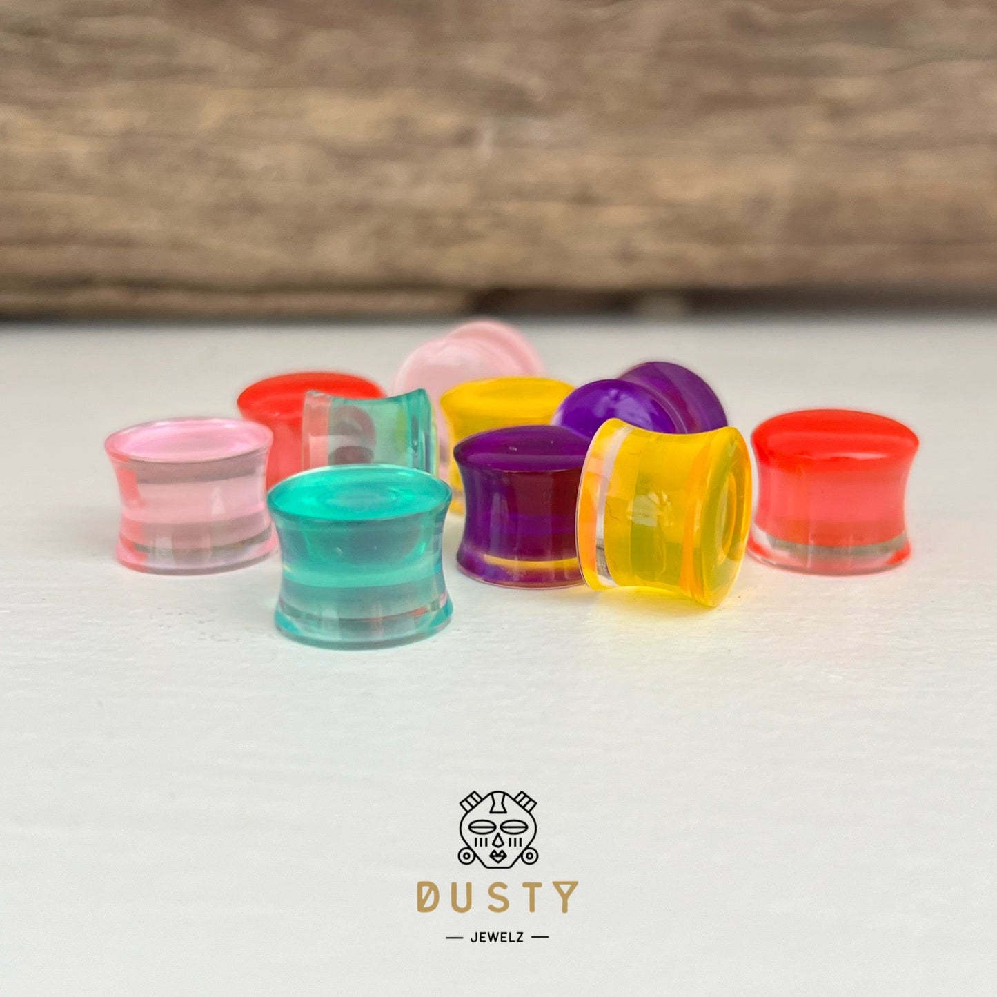 Blue Acrylic Plugs | Double Flare | 0G - 30mm - DustyJewelz