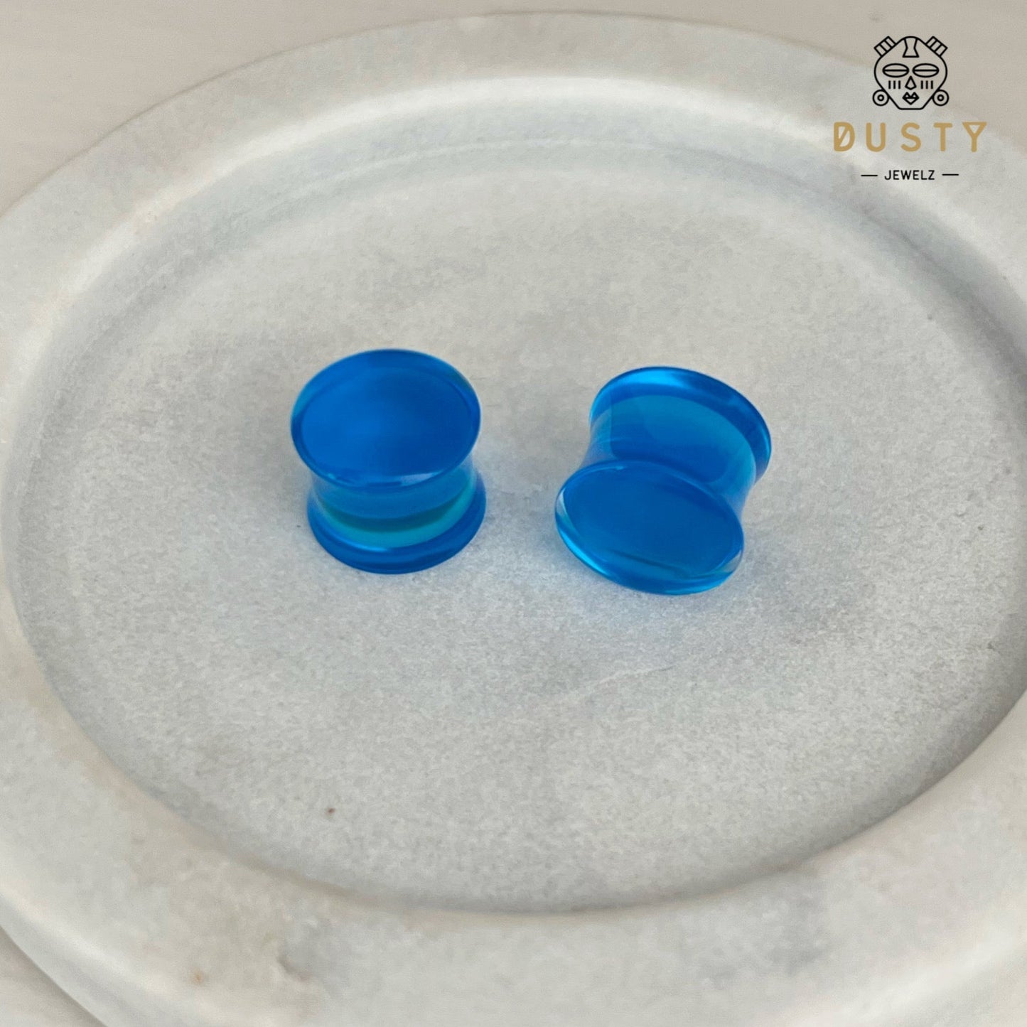 Blue Acrylic Plugs | Double Flare | 0G - 30mm - DustyJewelz
