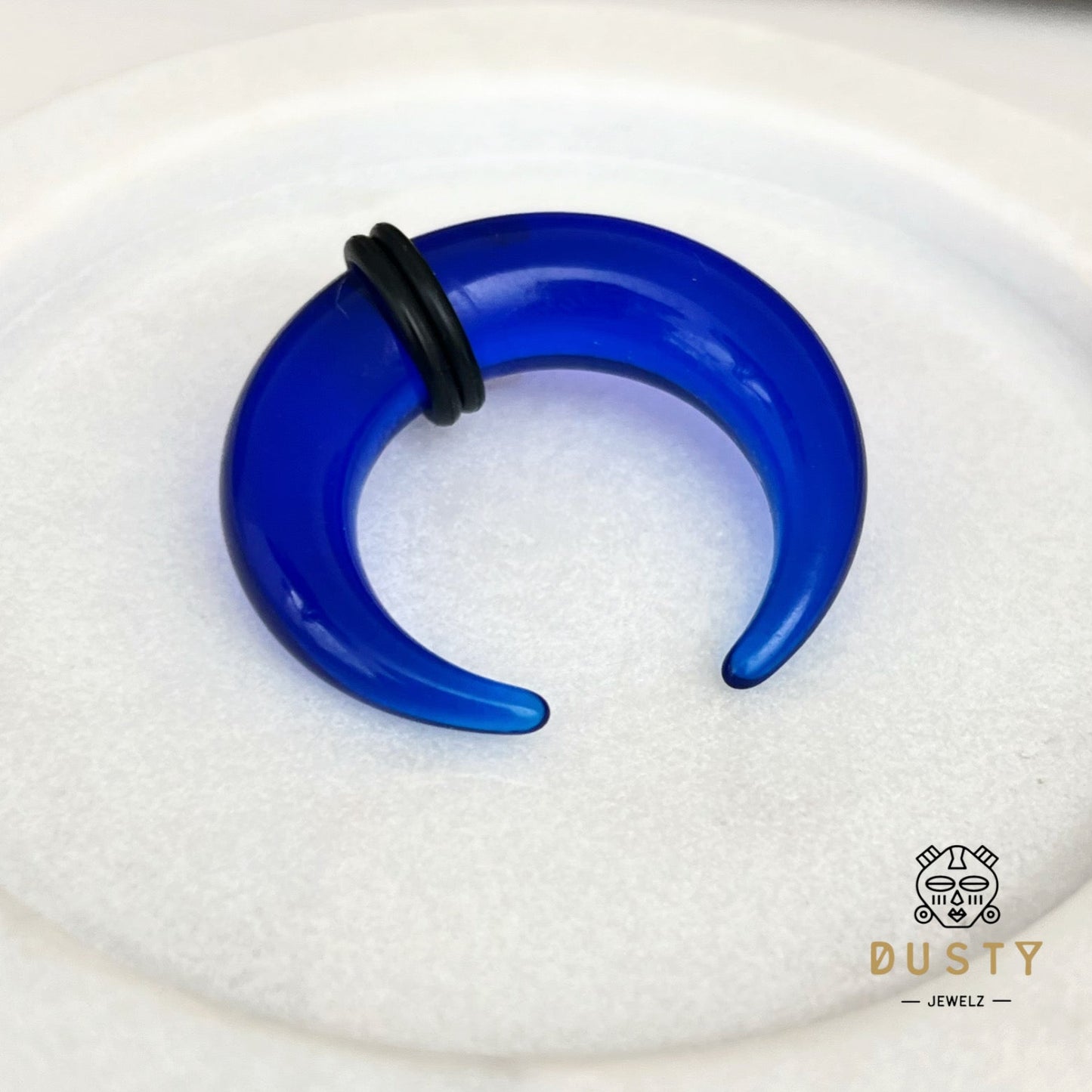 Blue Buffalo Horn Septum Pincher | Acrylic Crescent Tapers - DustyJewelz