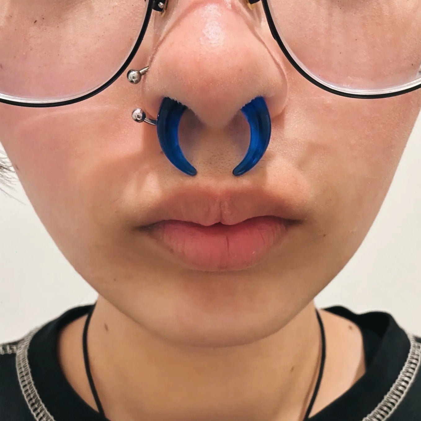 Blue Buffalo Horn Septum Pincher | Acrylic Crescent Tapers - DustyJewelz