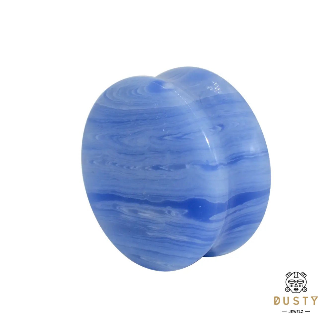 Blue Lace Agate Stone Plugs | Double Flare - DustyJewelz