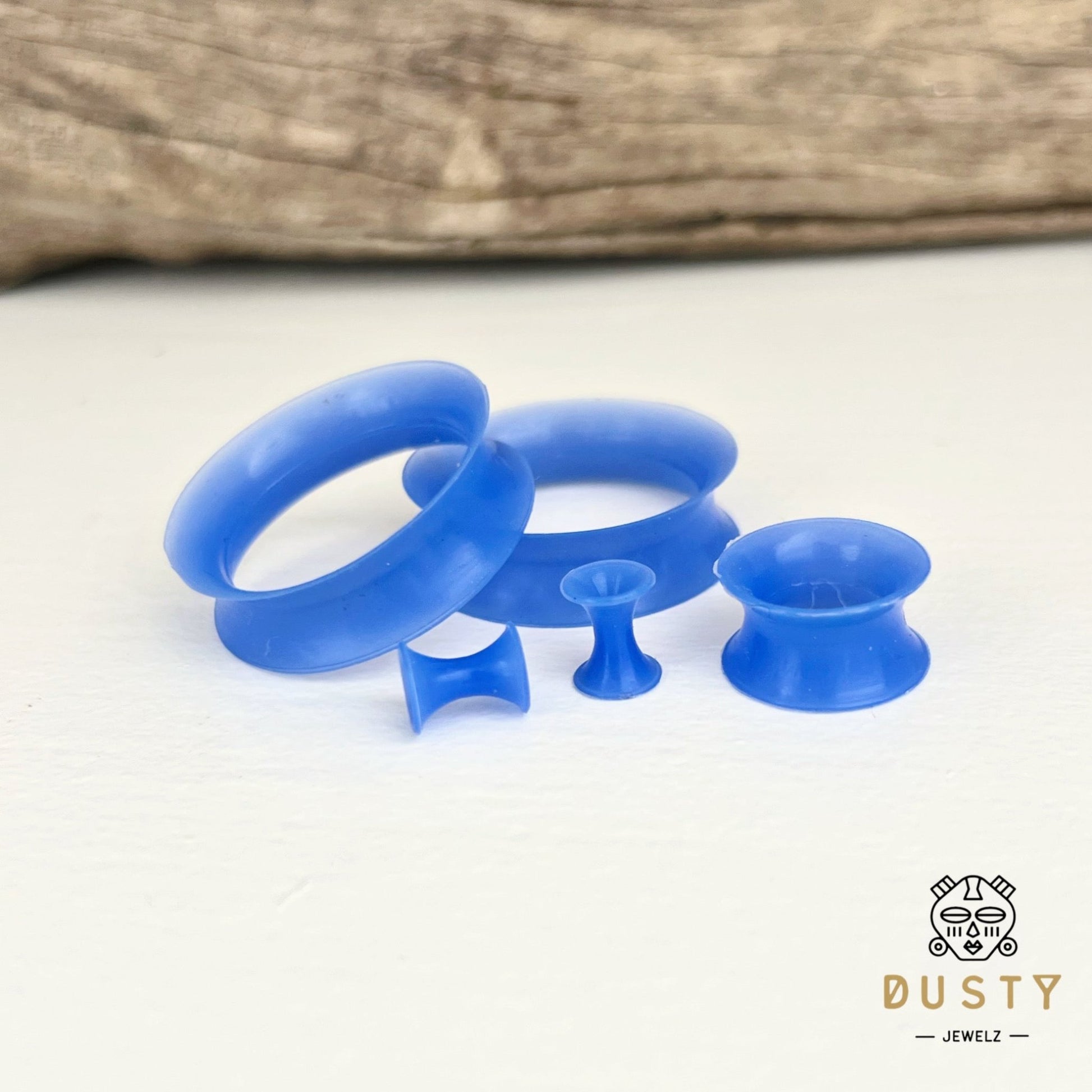 Blue Silicone Ear Skins | Flexible Tunnels - DustyJewelz
