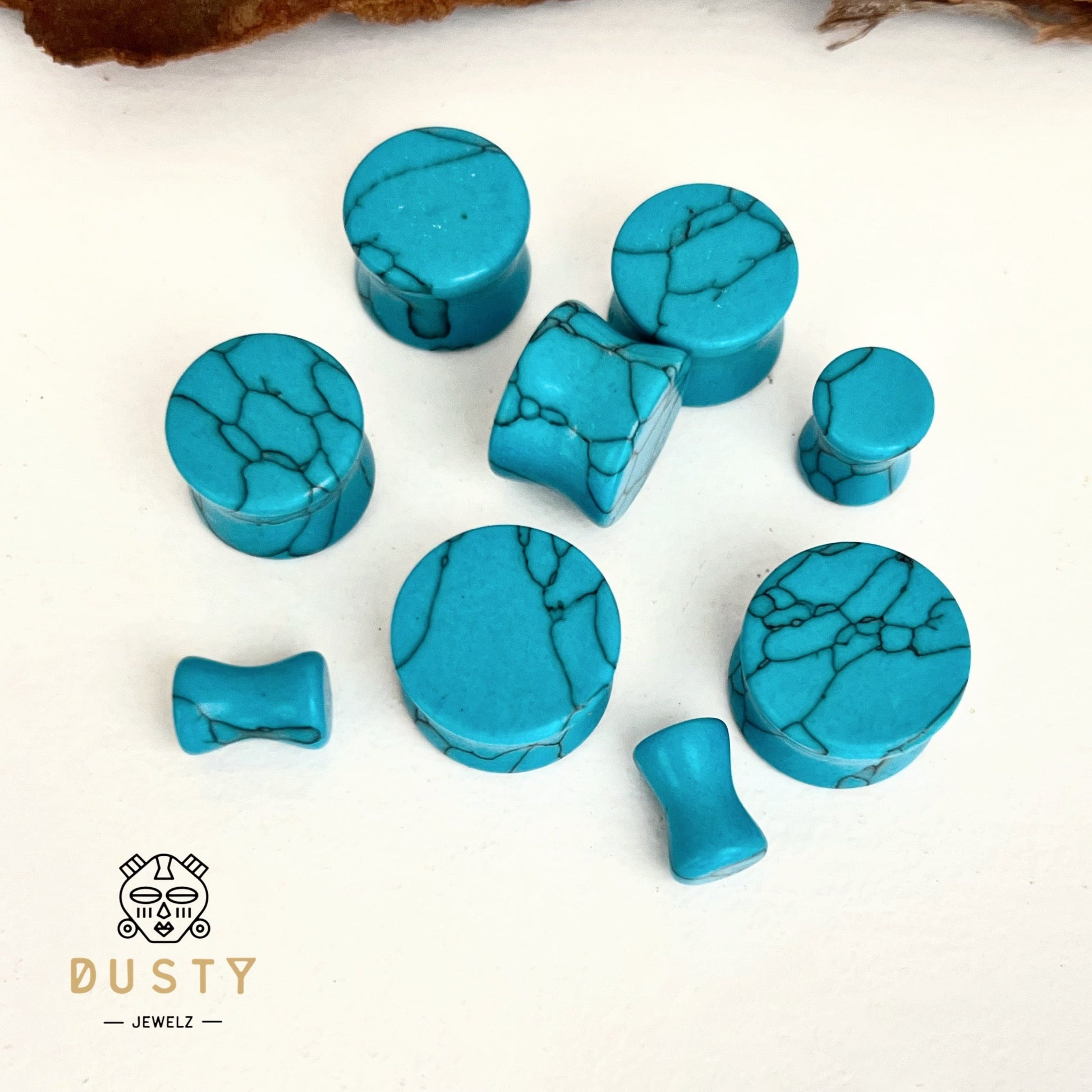 Blue Turquoise Plugs | Double Flare - DustyJewelz