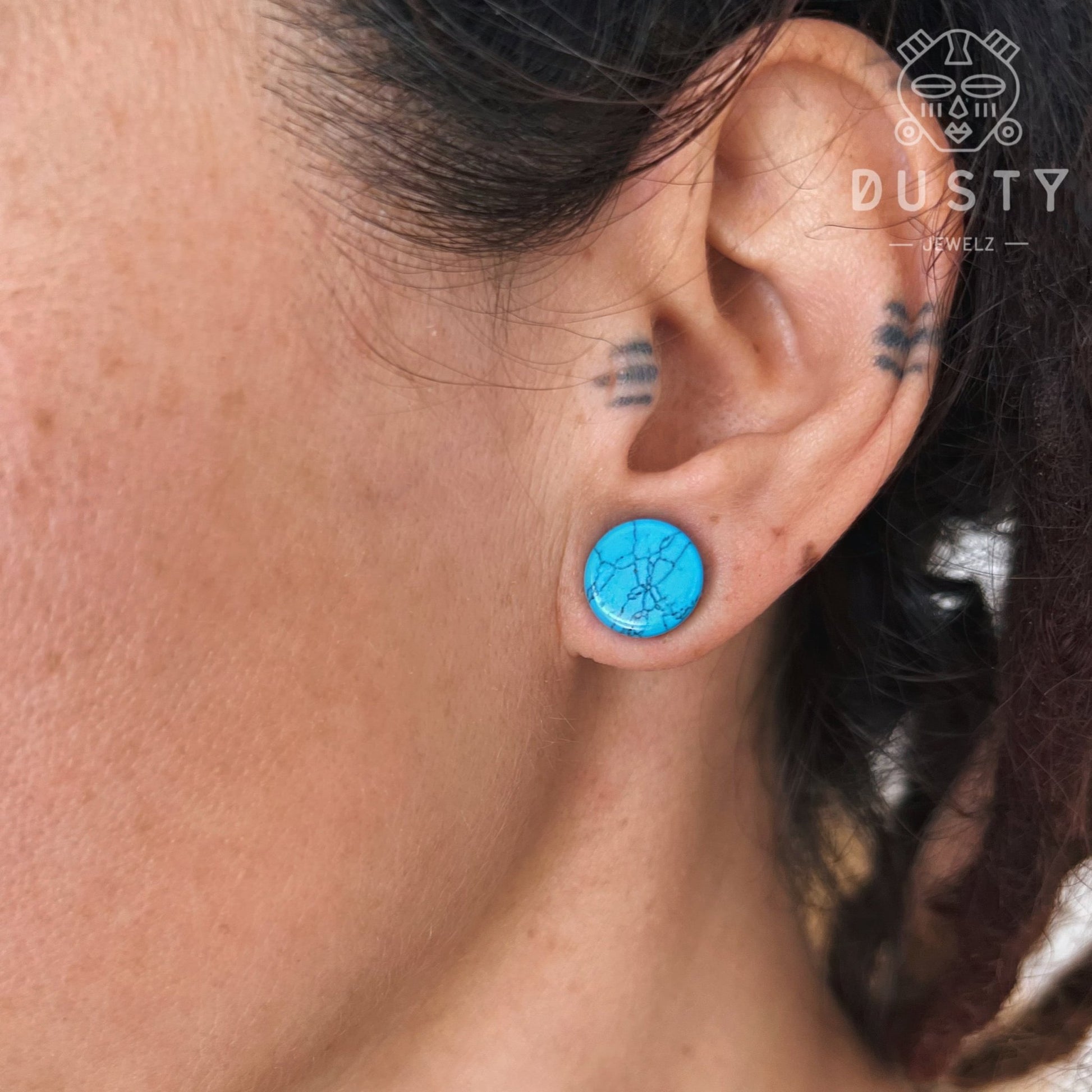 Blue Turquoise Plugs | Double Flare - DustyJewelz