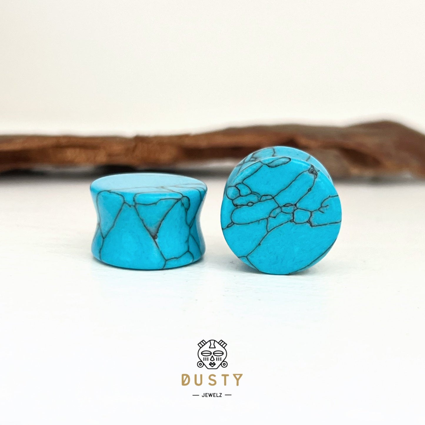 Blue Turquoise Plugs | Double Flare - DustyJewelz