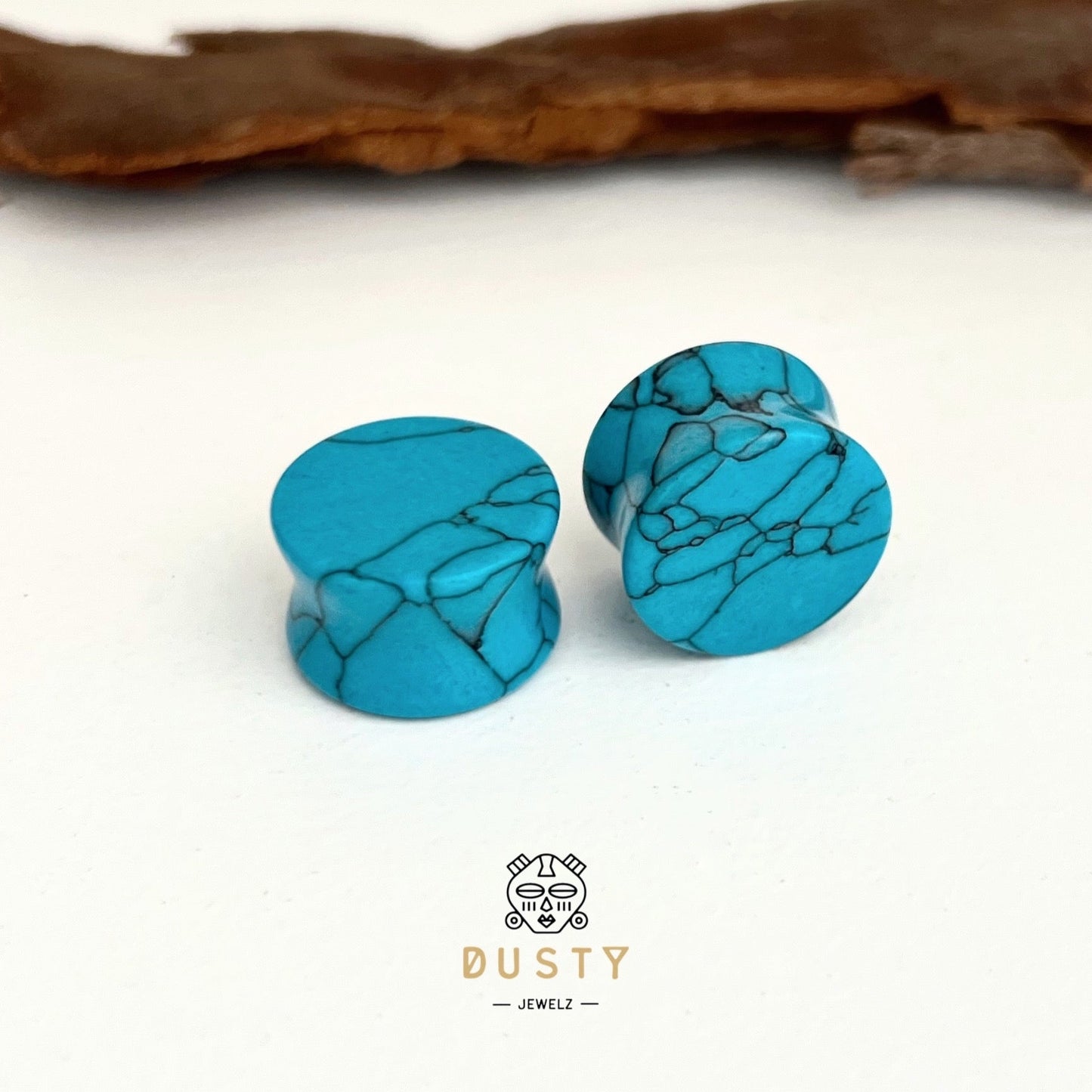 Blue Turquoise Plugs | Double Flare - DustyJewelz