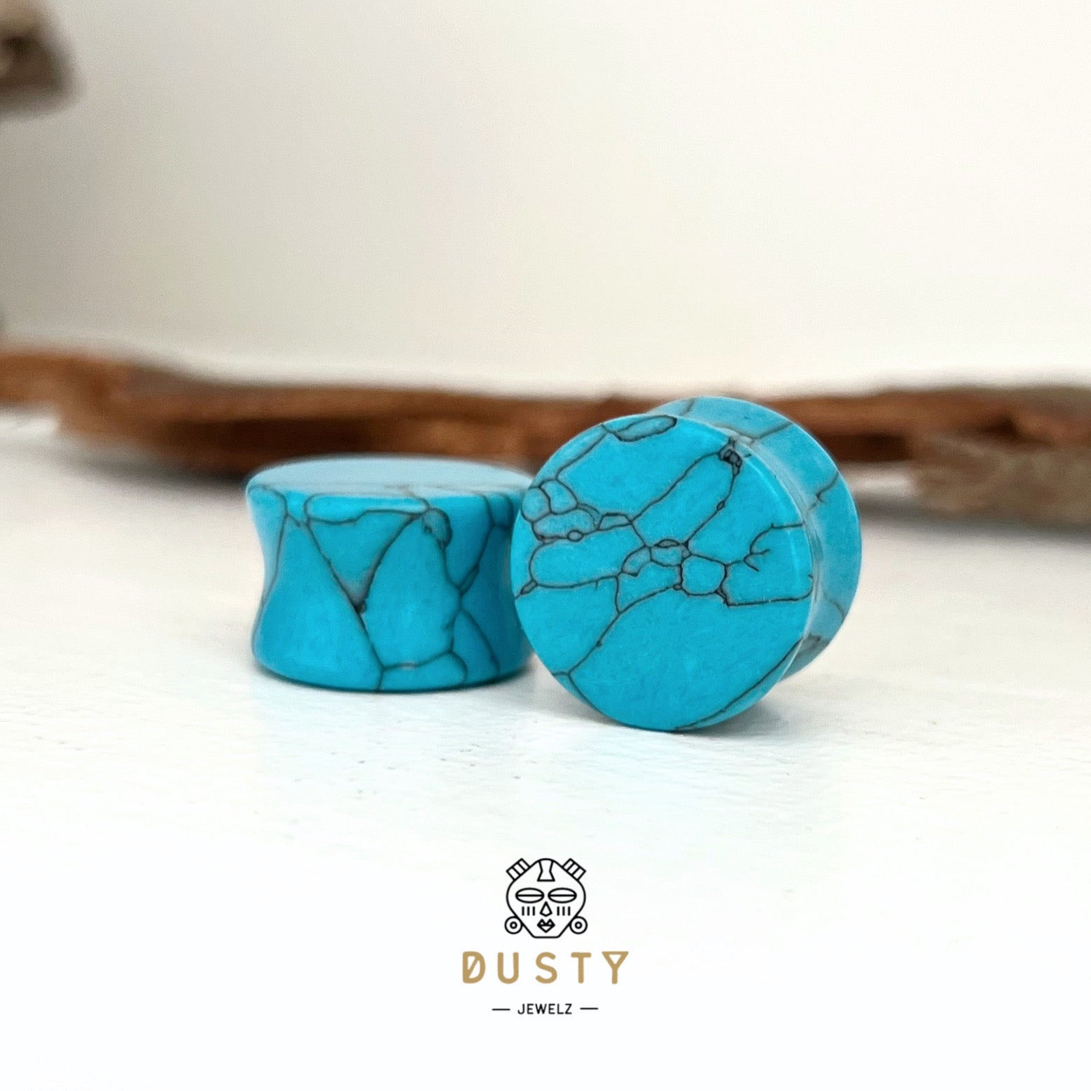 Blue Turquoise Plugs | Double Flare - DustyJewelz
