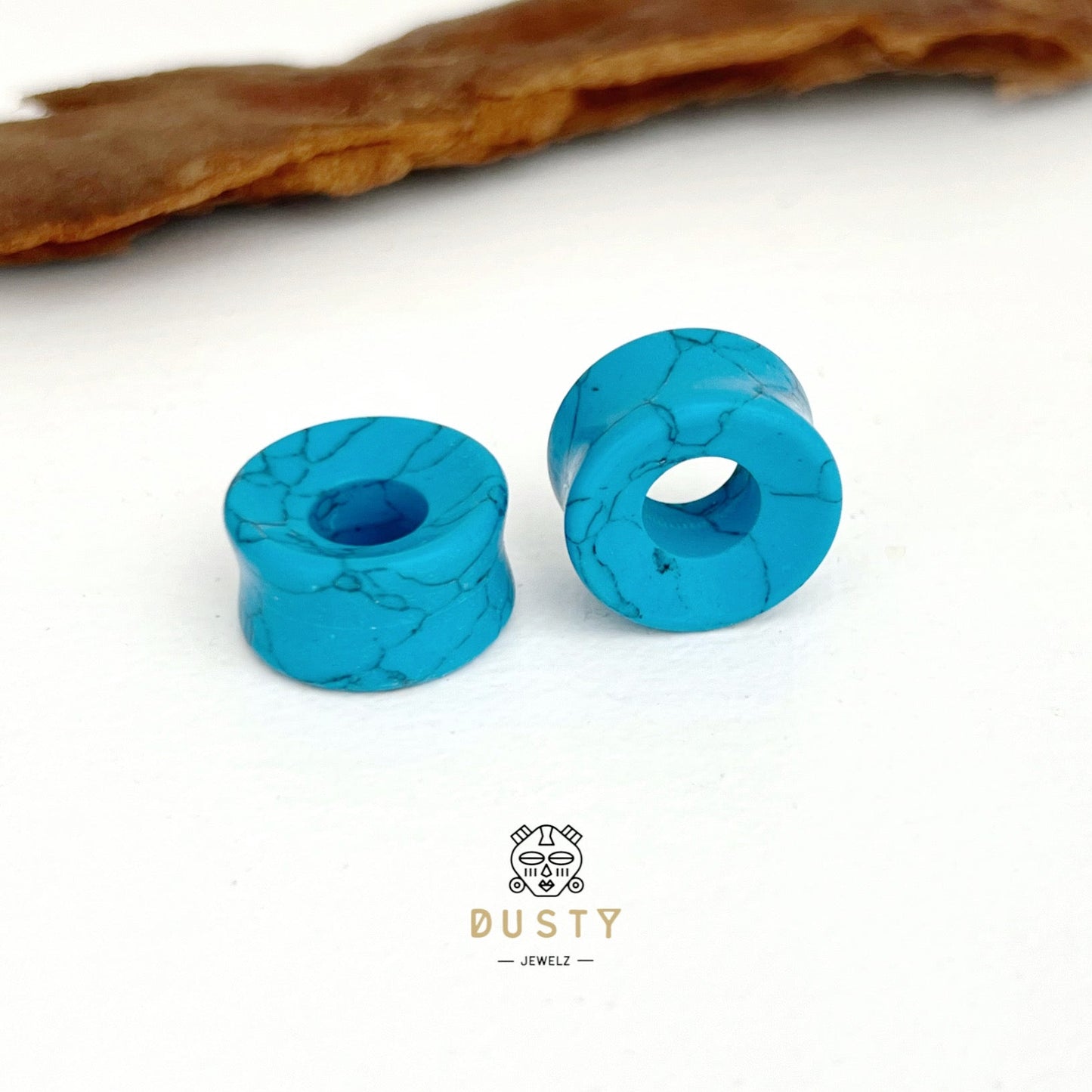 Blue Turquoise Stone Tunnels | Double Flare - DustyJewelz