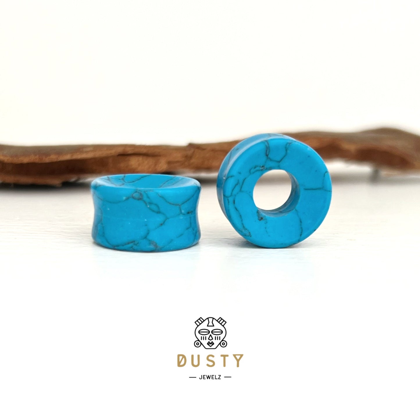 Blue Turquoise Stone Tunnels | Double Flare - DustyJewelz