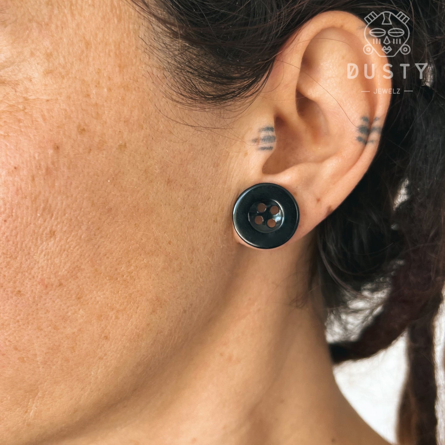 Button Ear Plugs | Single Flare Rubber O- Ring | Stainless Steel - DustyJewelz