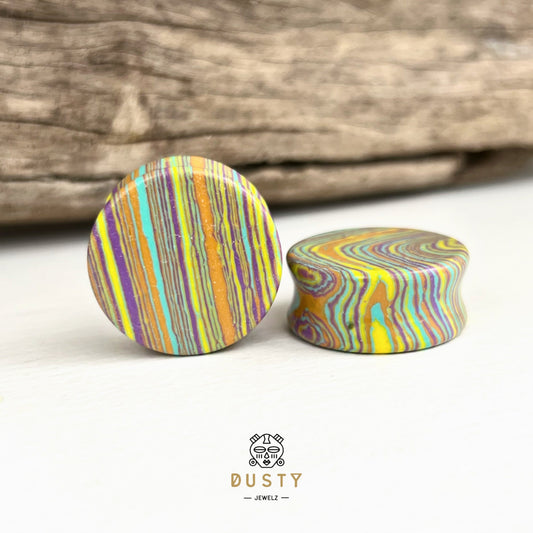 Candy Stripe Stone Plugs | Double Flare - DustyJewelz