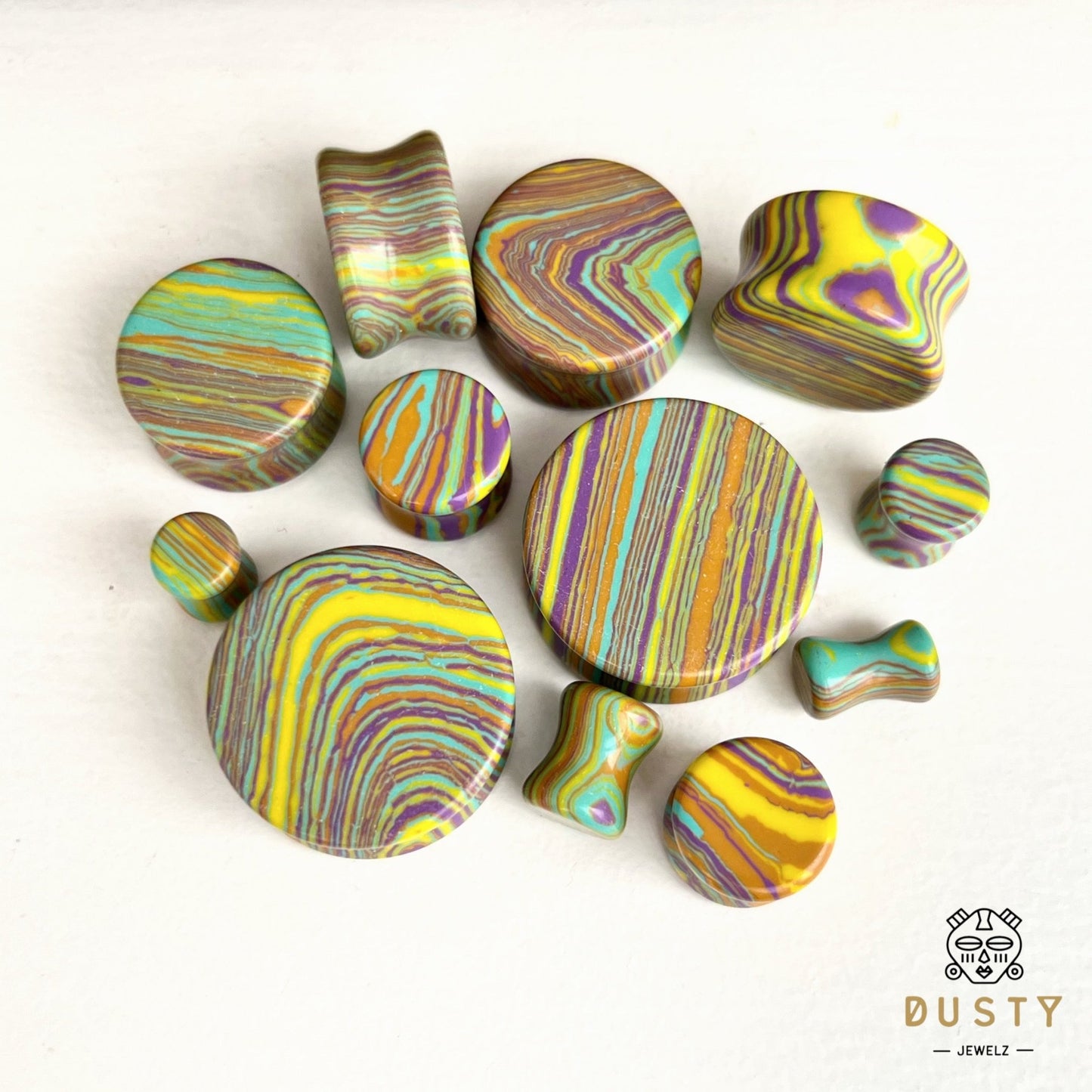 Candy Stripe Stone Plugs | Double Flare - DustyJewelz
