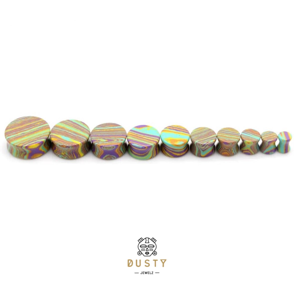 Candy Stripe Stone Plugs | Double Flare - DustyJewelz