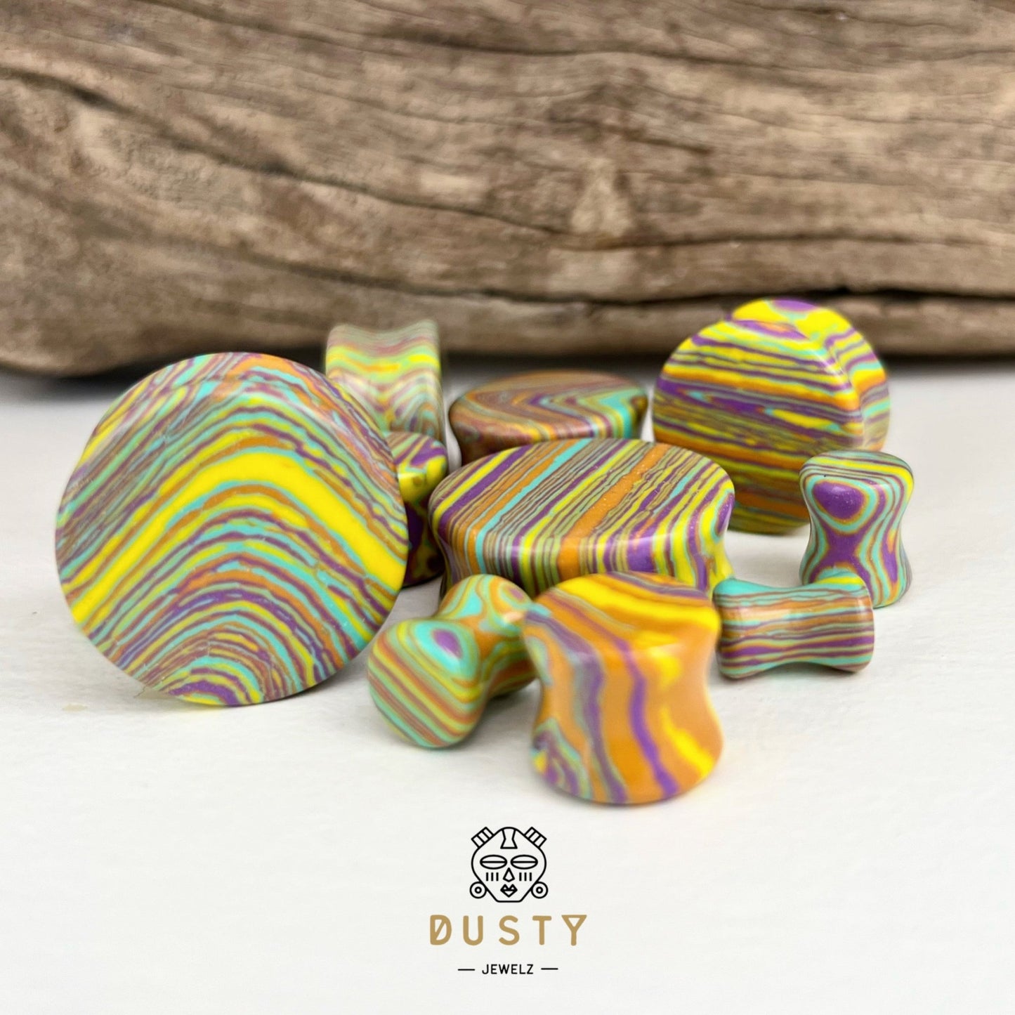 Candy Stripe Stone Plugs | Double Flare - DustyJewelz