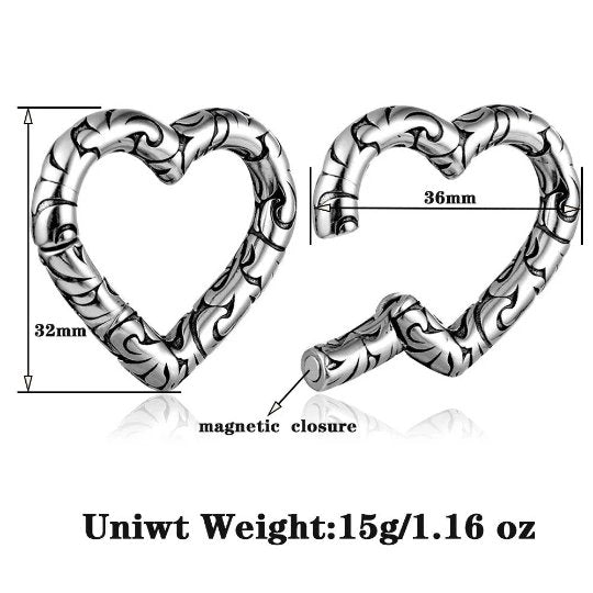 Carved Heart Ear Weights | Hangers - DustyJewelz