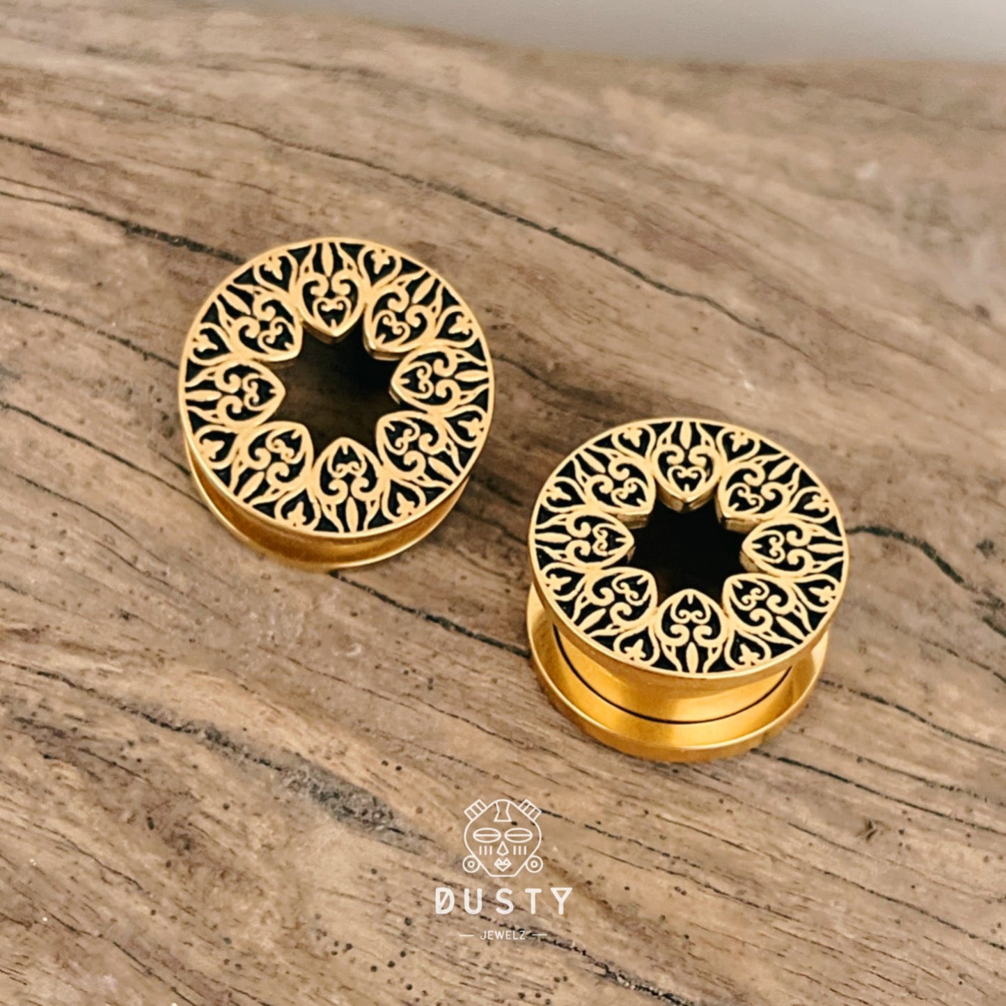Carved Mandala Tunnels | Screw Back Plugs - DustyJewelz