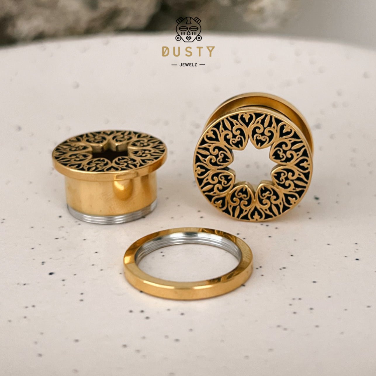 Carved Mandala Tunnels | Screw Back Plugs - DustyJewelz