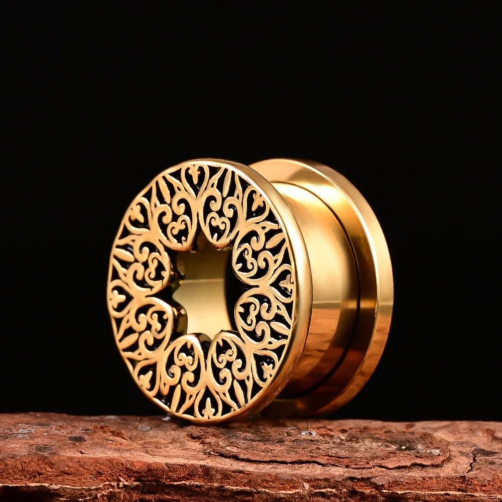 Carved Mandala Tunnels | Screw Back Plugs - DustyJewelz
