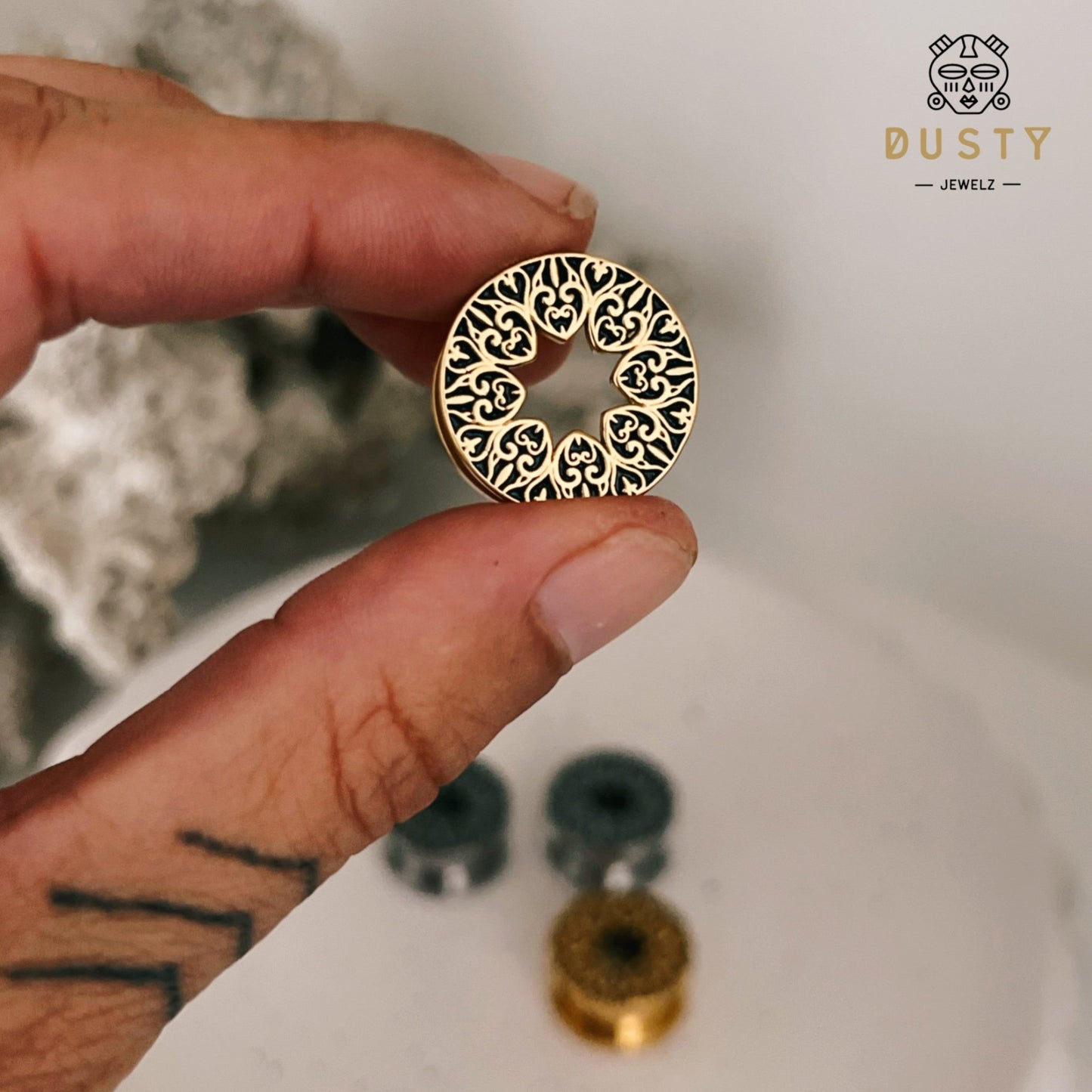 Carved Mandala Tunnels | Screw Back Plugs - DustyJewelz