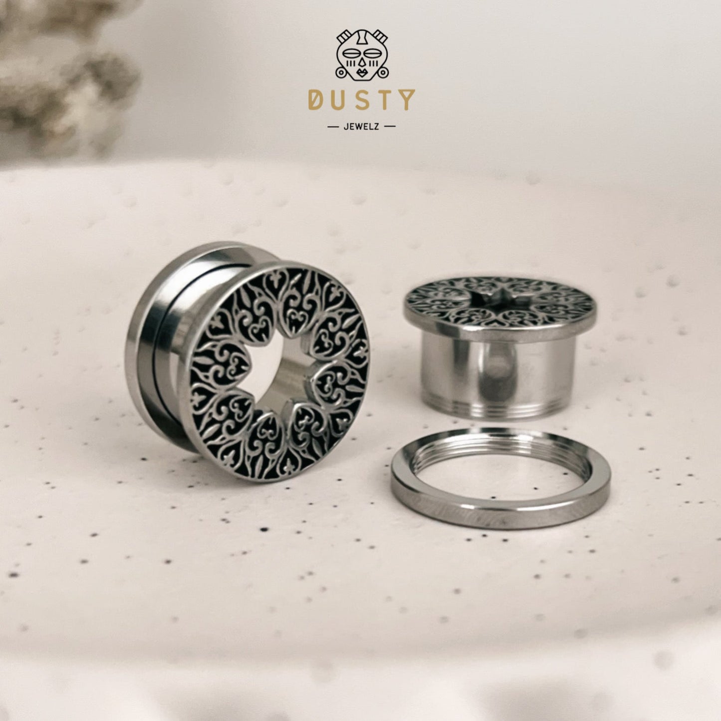 Carved Mandala Tunnels | Screw Back Plugs - DustyJewelz
