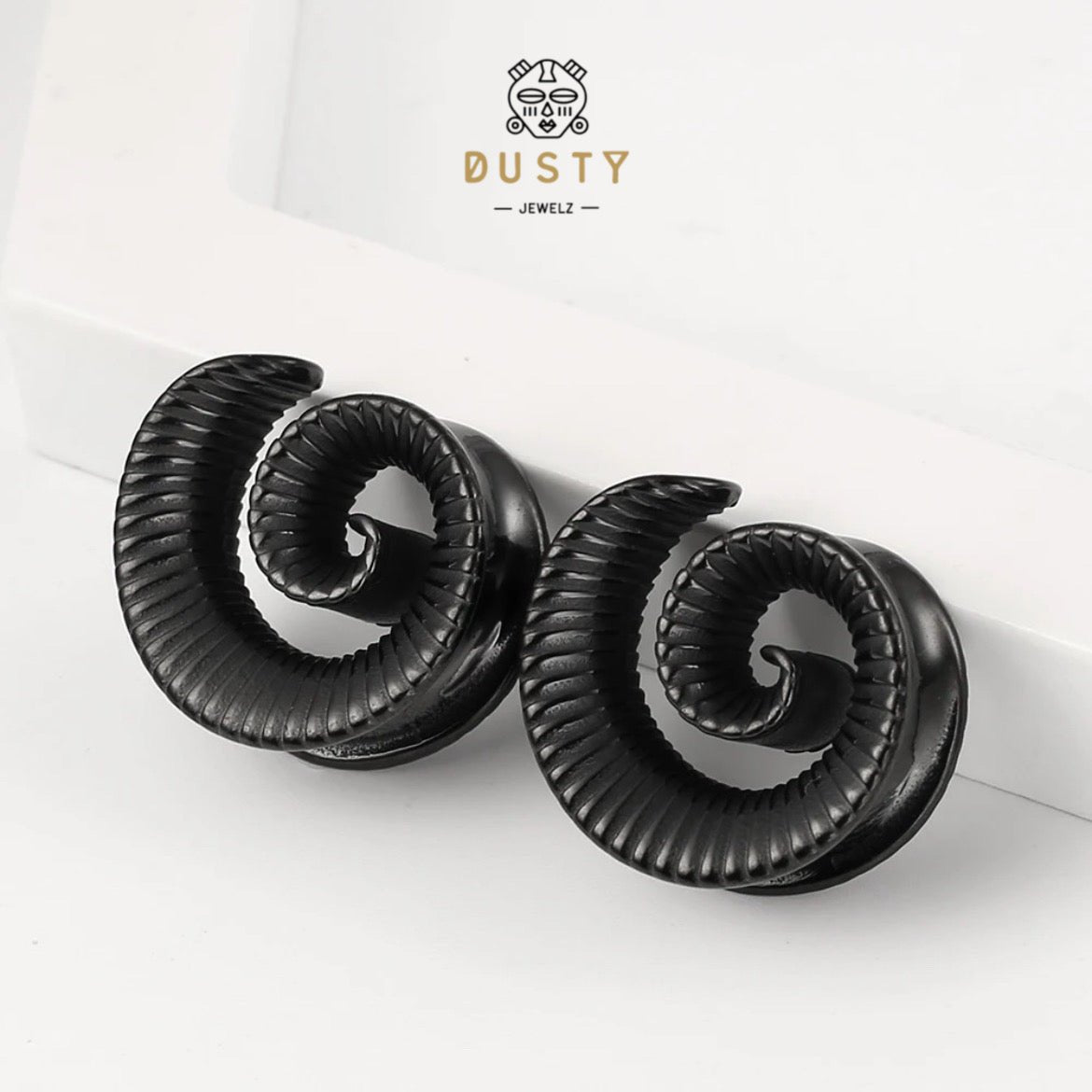 Carved Swirl Ear Saddle Spreader | Spiral Steel Tunnels - DustyJewelz
