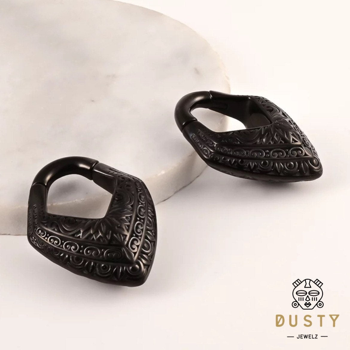 Carved Triangle Ear Weights | Magnetic Lobe Hangers - DustyJewelz