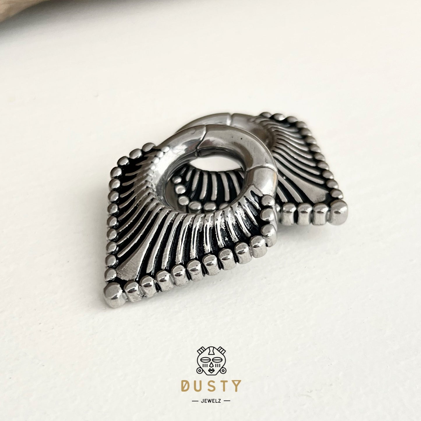 Carved Triangle Ear Weights | Magnetic Lobe Hangers - DustyJewelz