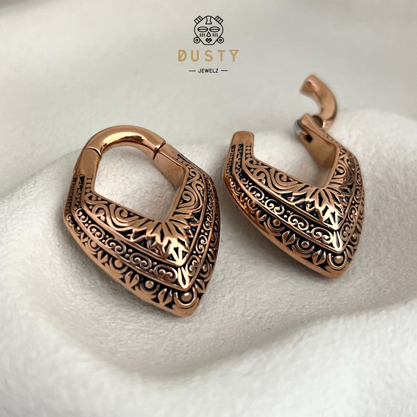 Carved Triangle Ear Weights | Magnetic Lobe Hangers - DustyJewelz