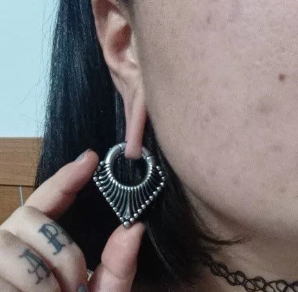 Carved Triangle Ear Weights | Magnetic Lobe Hangers - DustyJewelz