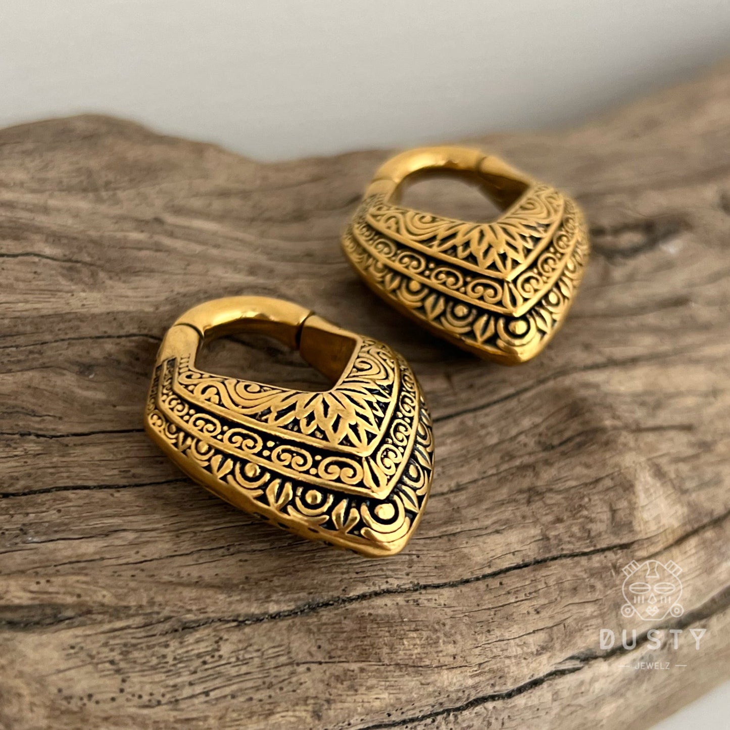 Carved Triangle Ear Weights | Magnetic Lobe Hangers - DustyJewelz
