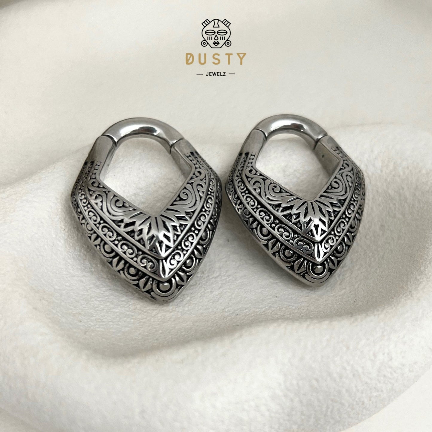 Carved Triangle Ear Weights | Magnetic Lobe Hangers - DustyJewelz
