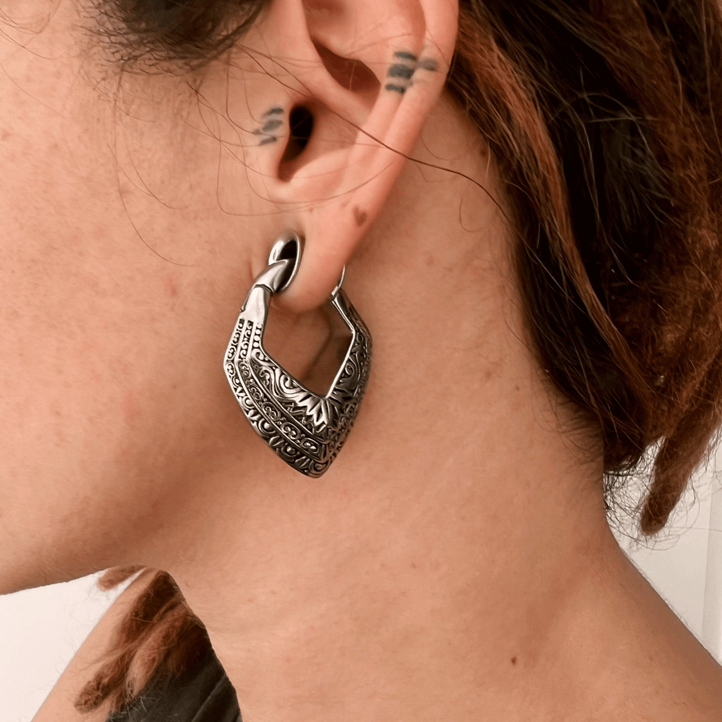 Carved Triangle Ear Weights | Magnetic Lobe Hangers - DustyJewelz