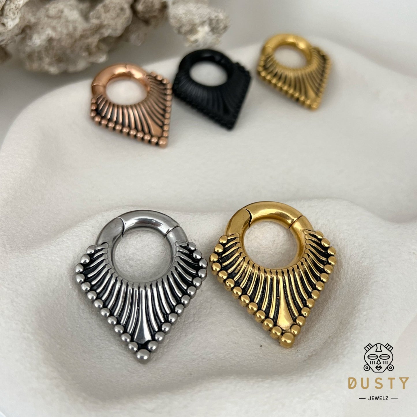 Carved Triangle Ear Weights | Magnetic Lobe Hangers - DustyJewelz