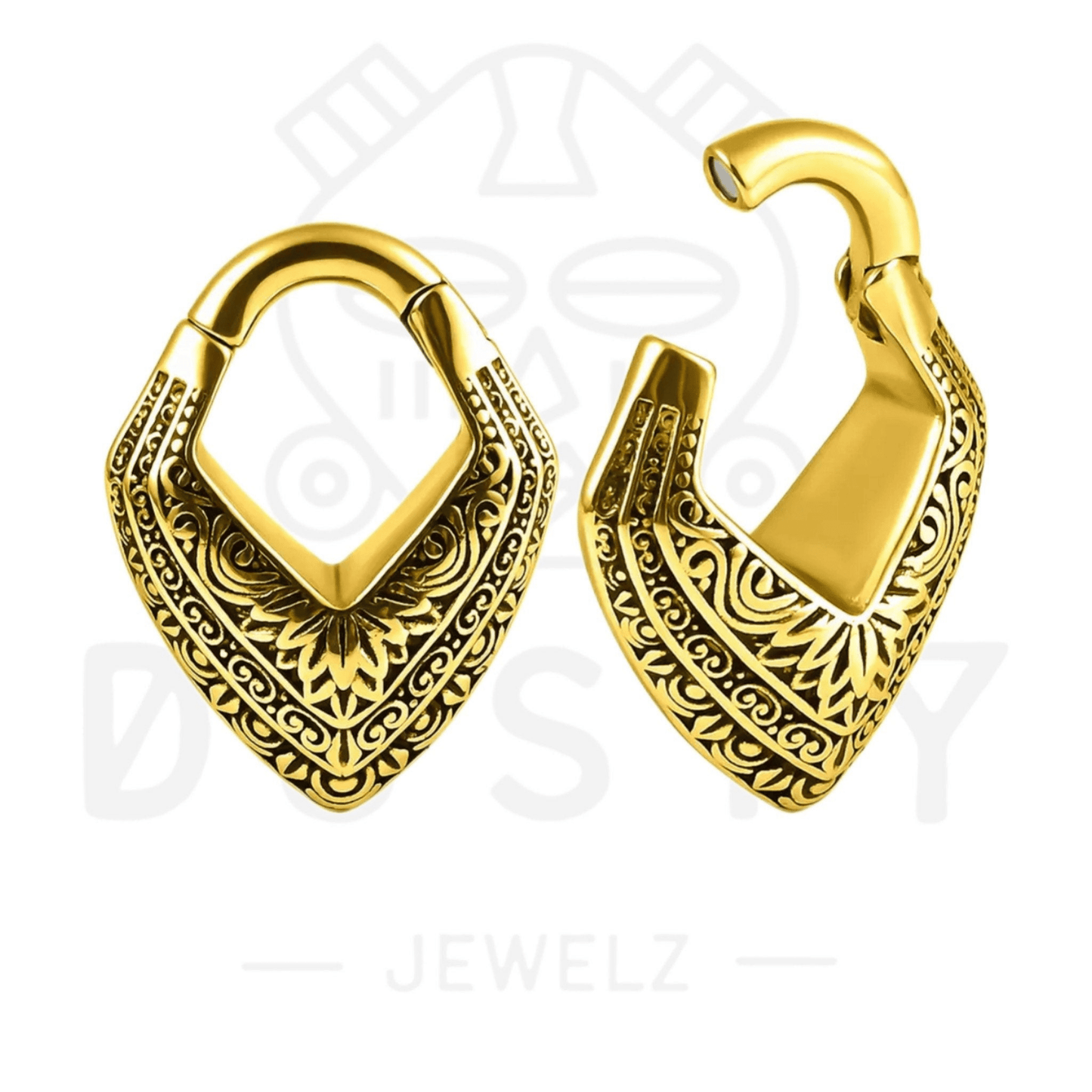 Carved Triangle Ear Weights | Magnetic Lobe Hangers - DustyJewelz
