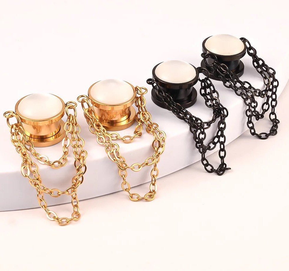 Cat Eye Chain Plugs | SCREW FIT - DustyJewelz