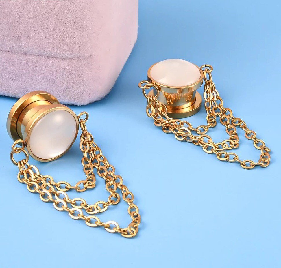 Cat Eye Chain Plugs | SCREW FIT - DustyJewelz