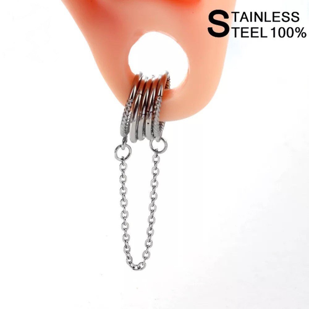 Chain Ring Stack For Stretched Ears - DustyJewelz